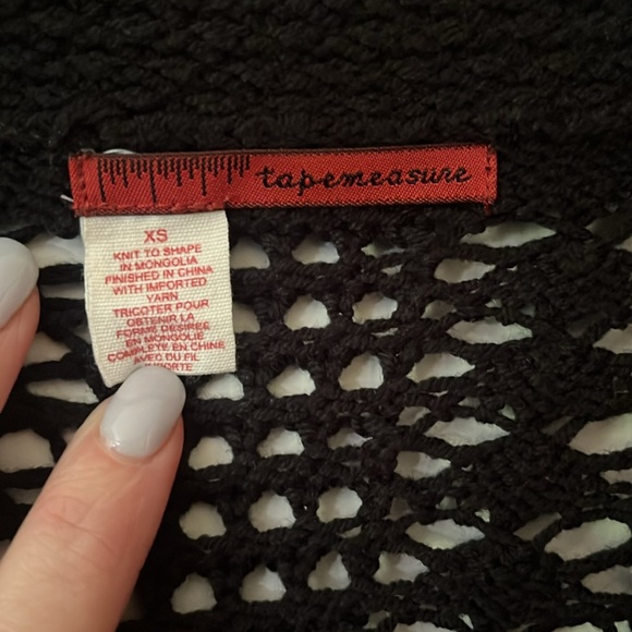 XS black shawl-collar open knit cardigan - Picture 4 of 5